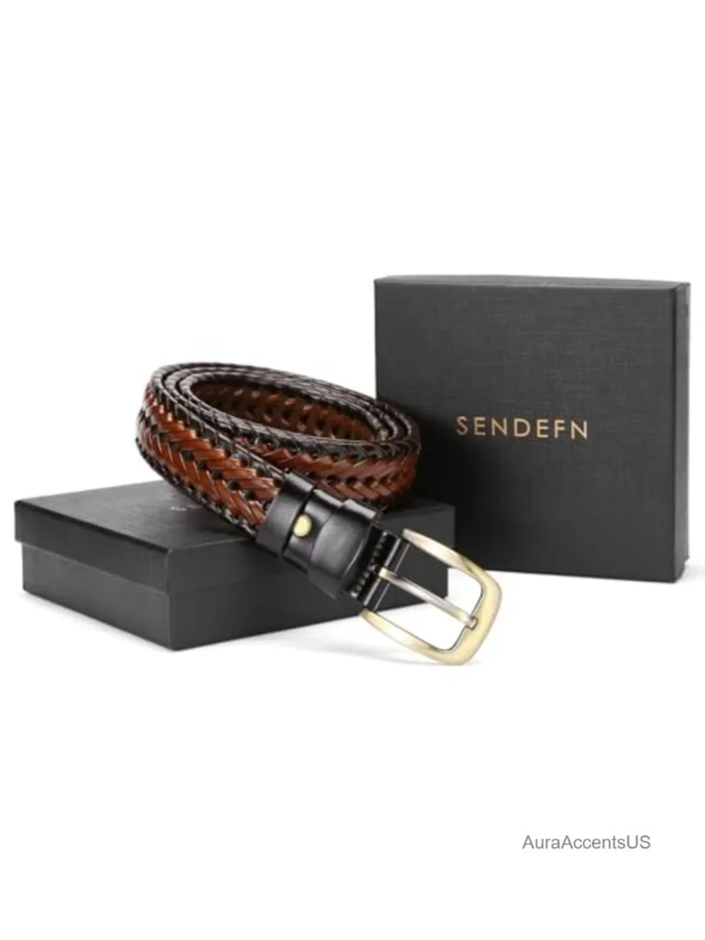 Braided Leather Belt for Men 1 3/8